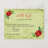 ポインセチア・ブーケ、ヴィンテージRSVポストカード インビテーションポストカード (正面)