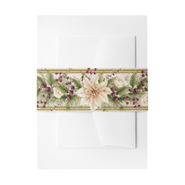 ポインセチア&ベリーと金ゴールド 招待状ベリーバンド