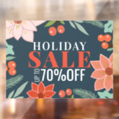 ポインセチア&ベリーフローラホリデーセールネイビー ウィンドウサイン (シート2)