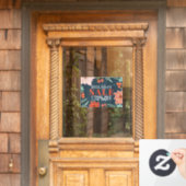 ポインセチア&ベリーフローラホリデーセールネイビー ウィンドウサイン (ホームデコレーション)