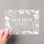 ポインセチア&ベリーホワイトホリデーソイレパーティー アクリル招待状 (インサイチュ (ポータブル))