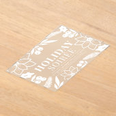 ポインセチア&ベリーホワイトホリデーソイレパーティー アクリル招待状 (レイダウン)