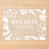 ポインセチア&ベリーホワイトホリデーソイレパーティー アクリル招待状 (正面)