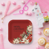 ポインセチア ペーパープレート (パーティー)