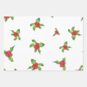 ポインセチア&ホリークリスマスラッピング紙セット ラッピングペーパーシート (正面3)