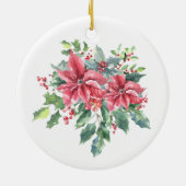 ポインセチア&ホリー初めてのクリスマスメリー&結婚した セラミックオーナメント (裏面)