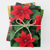 ポインセチア、ホリー、クリスマスおもちゃクリスマスバックグラウンド ラッピングペーパーシート (インサイチュ)