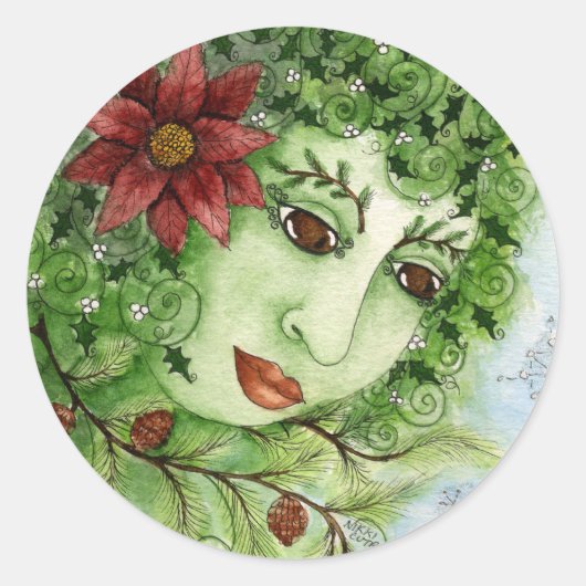 ポインセチア・ホリー・ニンフ・シール ラウンドシール (正面)