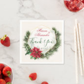 ポインセチア、ホリー、パイン結婚・クリスマス スタンダードカクテルナプキン (インサイチュ)