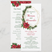 ポインセチア、ホリー、パイン結婚・クリスマス プログラム (正面/裏面)