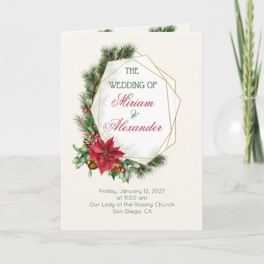 ポインセチア、ホリー、パイン結婚・クリスマス プログラム (正面)