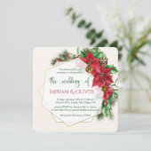 ポインセチア、ホーリー、松のクリスマス ウェディング 招待状 (スタンド正面)