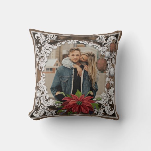 ポインセチア・ボーブル |クリスマス華美の休日の写真 クッション (正面)