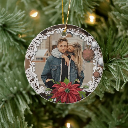 ポインセチア・ボーブル |クリスマス華美の休日の写真 セラミックオーナメント (ツリー)