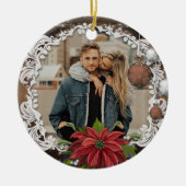 ポインセチア・ボーブル |クリスマス華美の休日の写真 セラミックオーナメント (正面)