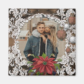 ポインセチア・ボーブル |クリスマス華美の休日の写真 マグネット (正面)