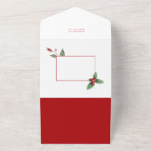 ポインセチア&メリークリスマスタイポグラフィ3 – 写真 オールインワン招待状 (外側)