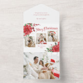 ポインセチア&メリークリスマスタイポグラフィ3 – 写真 オールインワン招待状 (内側)