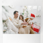 ポインセチア&メリークリスマスタイポグラフィ3 – 写真 三つ折りクリスマスカード (内部最初)