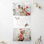 ポインセチア&メリークリスマスタイポグラフィ3 – 写真 三つ折りクリスマスカード (内部)