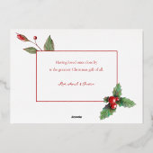 ポインセチア&メリークリスマスタイポグラフィ3 – 写真 箔シーズンカード (裏面)