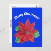 ポインセチア – メリークリスマスポストカード – 青 ポストカード (正面/裏面)