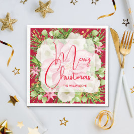 ポインセチア・メリークリスマス スタンダードカクテルナプキン