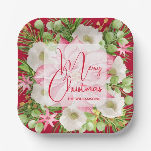 ポインセチア・メリークリスマス ペーパープレート (正面)
