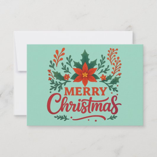 ポインセチア メリークリスマス ホリデー カード (正面)