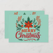 ポインセチア メリークリスマス ホリデー カード (正面/裏面)
