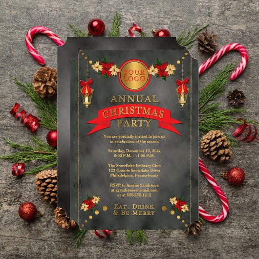 ポインセチア |ランタン企業のクリスマスパーティーI 招待状