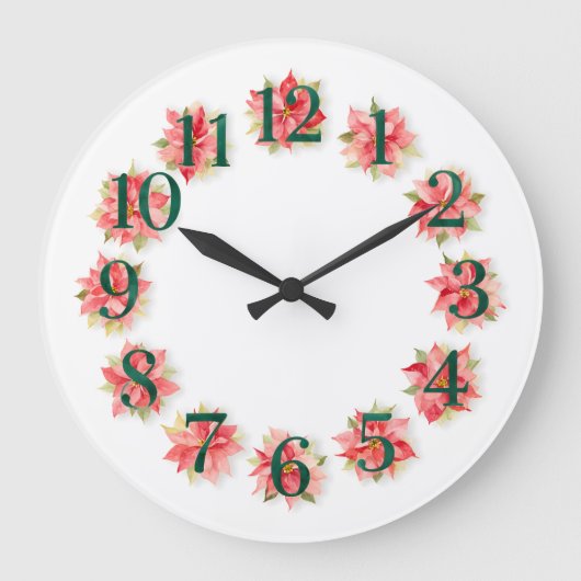 ポインセチア ラージ壁時計 (正面)