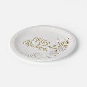 ポインセチア&レッドベリーエレガントホリデーパーティー ペーパープレート (アングル)