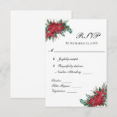 ポインセチア レッド クリスマス 冬の結婚式 RSVP カード (正面/裏面)