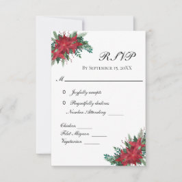 ポインセチア レッド クリスマス 冬の結婚式 RSVP カード