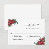 ポインセチア レッド クリスマス 冬の結婚式 RSVP カード (正面/裏面)