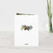 ポインセチア,ロウソク,松,鐘のフランスのクリスマス シーズンカード (裏面)