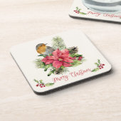 ポインセチア、ロビン、ホリー、松、コーンクリスマス コースター (左側)