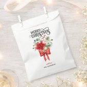 ポインセチア ローズ クリスマス フラワー ブーケ フェイバーバッグ (クリップ留めされた状態)