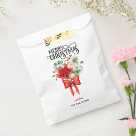 ポインセチア ローズ クリスマス フラワー ブーケ フェイバーバッグ