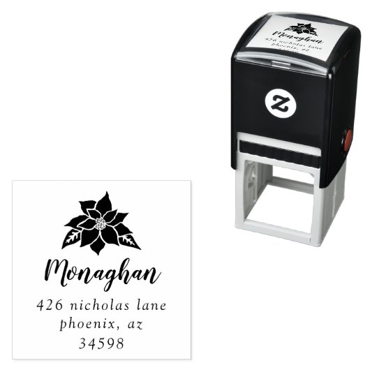 ポインセチア |差出人住所の手書きスタンプ セルフインキングスタンプ (インサイチュ)