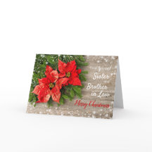 ポインセチア、木製クリスマスシスター&義理の兄弟