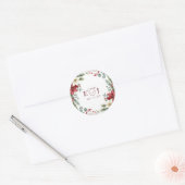 ポインセチア 松かさ 植物画風 クリスマス ウェディング ラウンドシール (封筒)