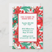 ポインセチア、松の枝と赤い実 招待状 (正面)