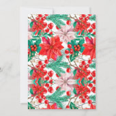 ポインセチア、松の枝と赤い実 招待状 (裏面)