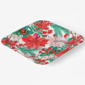 ポインセチア、松の枝と赤い果実 ペーパープレート (傾斜あり)