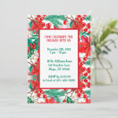 ポインセチア、松の枝と赤い果実 招待状 (スタンド正面)