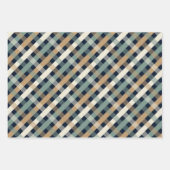 ポインセチア・格子黒い背景の冬の休日 ラッピングペーパーシート (正面3)