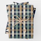 ポインセチア・格子黒い背景の冬の休日 ラッピングペーパーシート (インサイチュ)