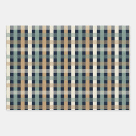 ポインセチア・格子黒い背景の冬の休日 ラッピングペーパーシート